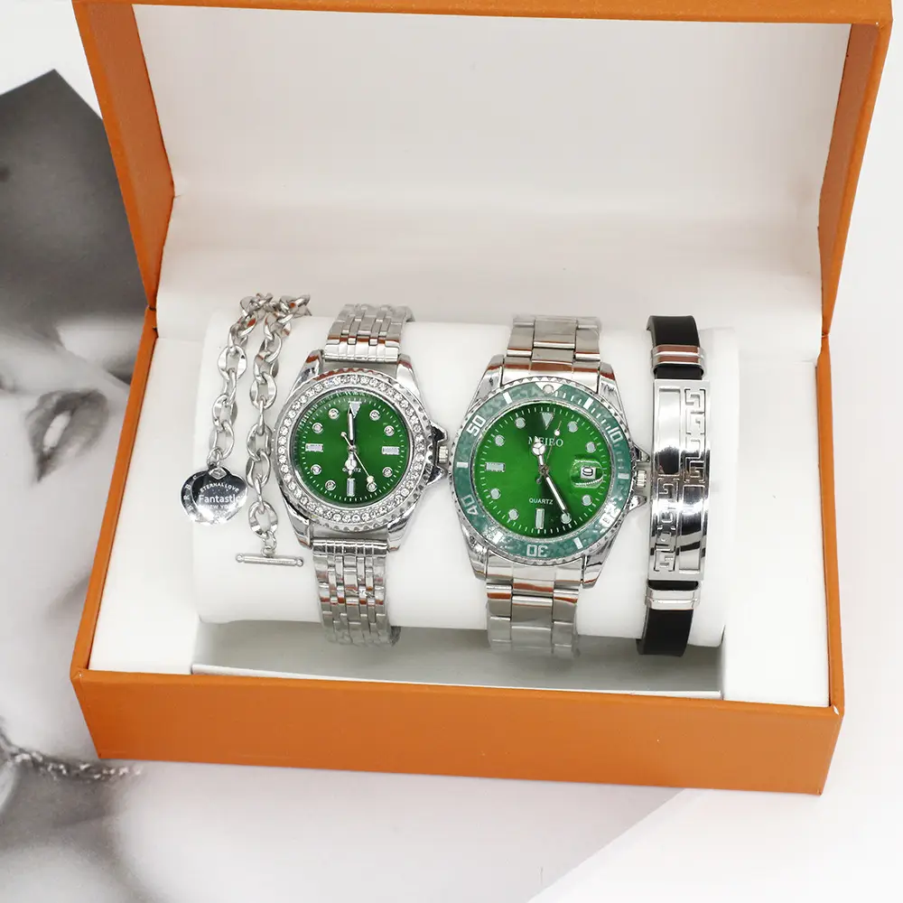 Couple Wrist Watches Green Green Quartz Bracelet Box — feature 9