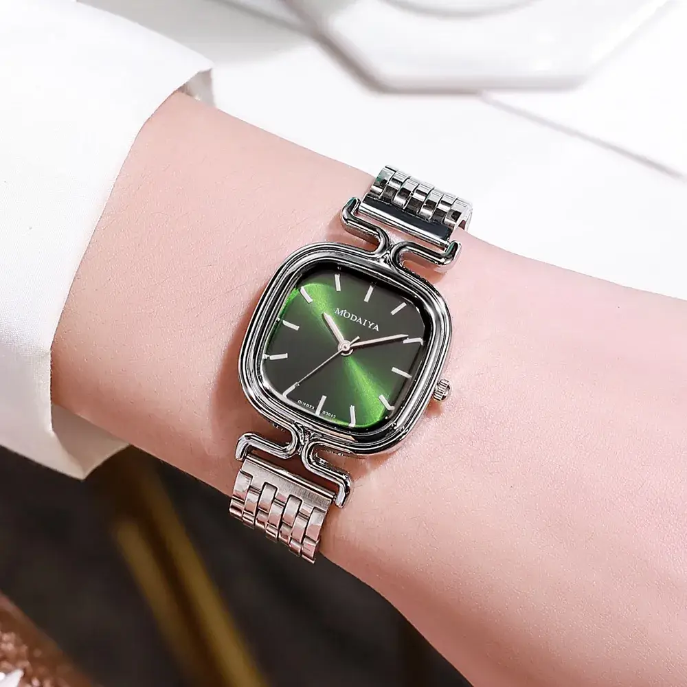 Women's Silver Steel Band Watch with Purple Dial - Image 7