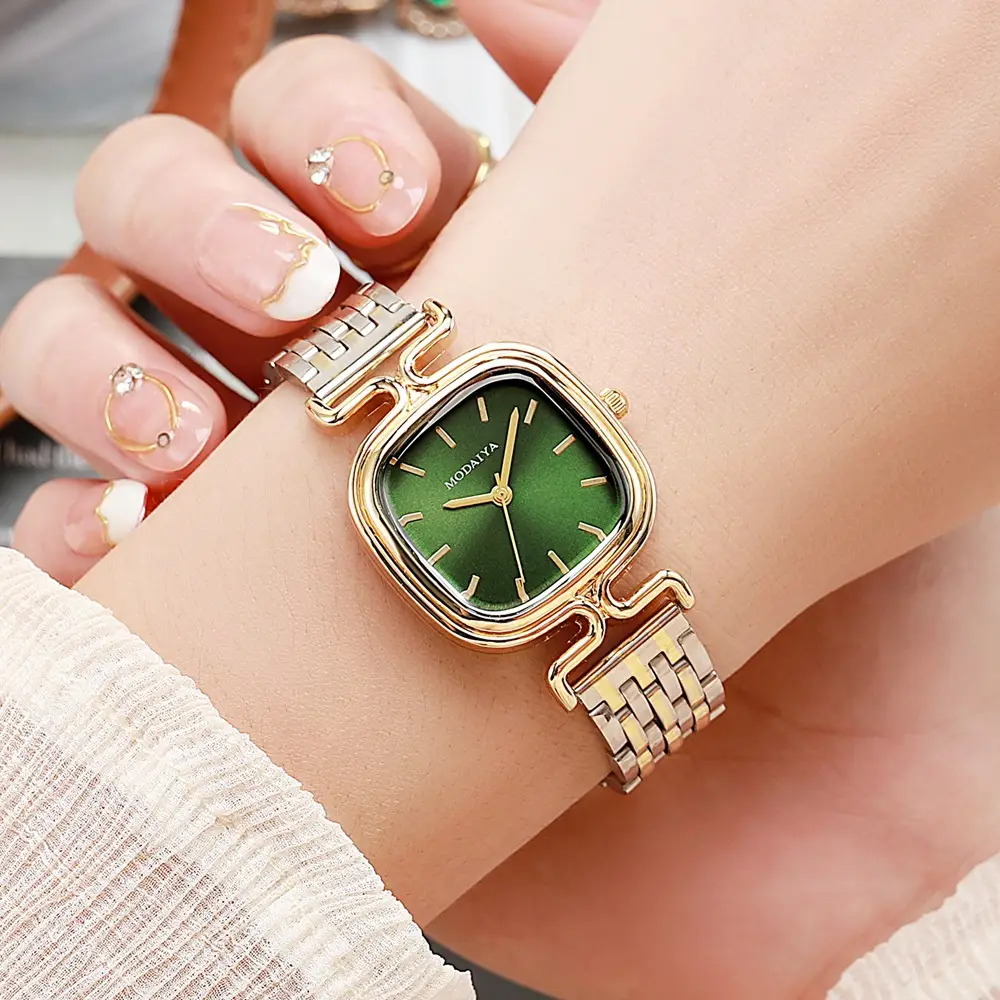 Women's Gold Steel Band Watch with Crystal Details — feature 8