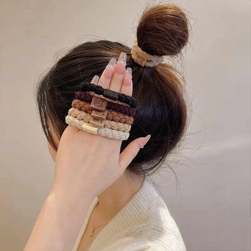 Cute Bear Design Hair Rings for Women 10 Pack - Image 5
