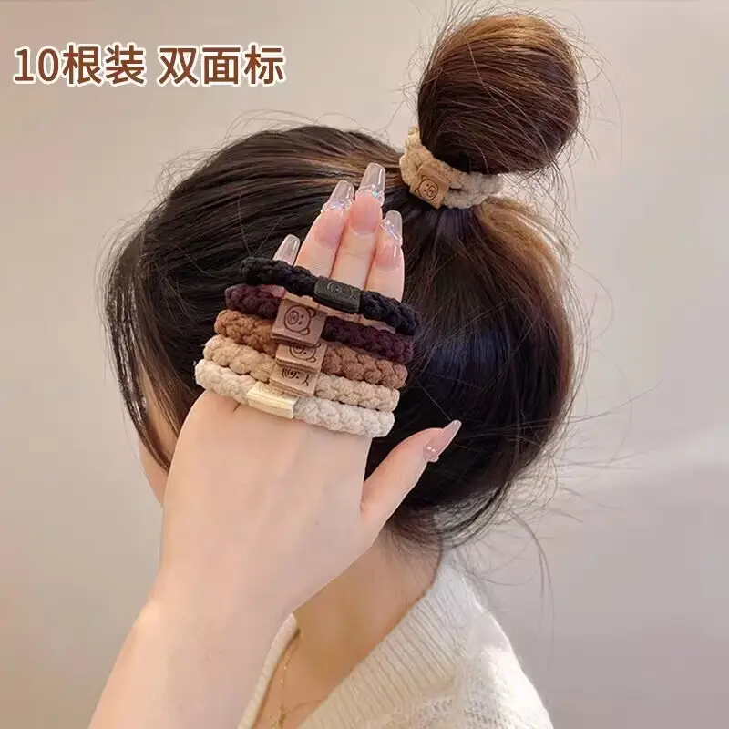 Cute Bear Design Hair Rings for Women 10 Pack — feature 10