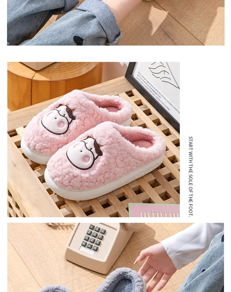 Winter Cow-Themed Cotton Slippers for Women and Couples, Indoor Home Thick-Soled Non-Slip Warm Slippers with a Soft Cushioning Feel, Cow-Style for Men — feature 14