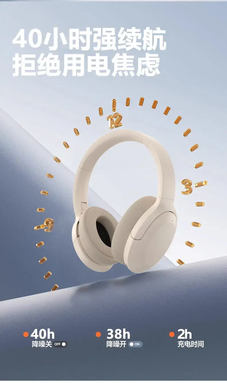 Wireless Noise-Canceling Bluetooth Headset Blue ANC — feature 11