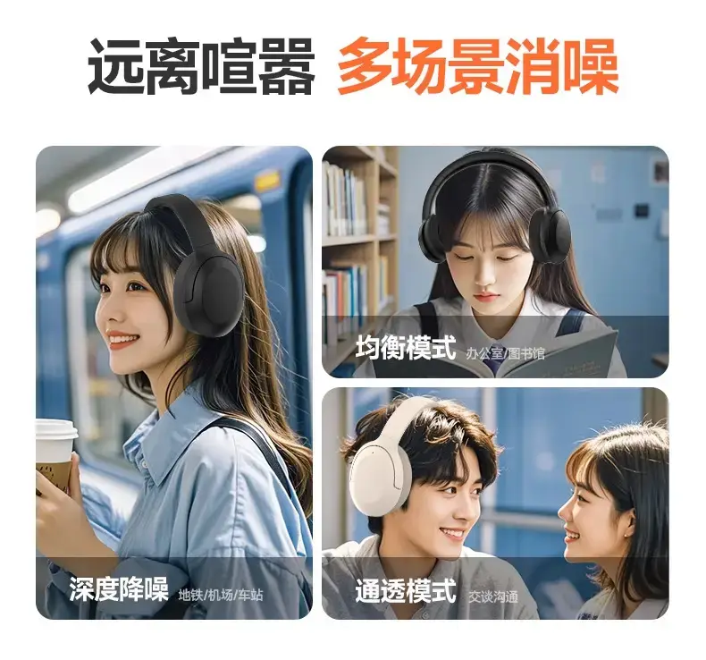 Wireless Noise-Canceling Bluetooth Headset Blue ANC — feature 8