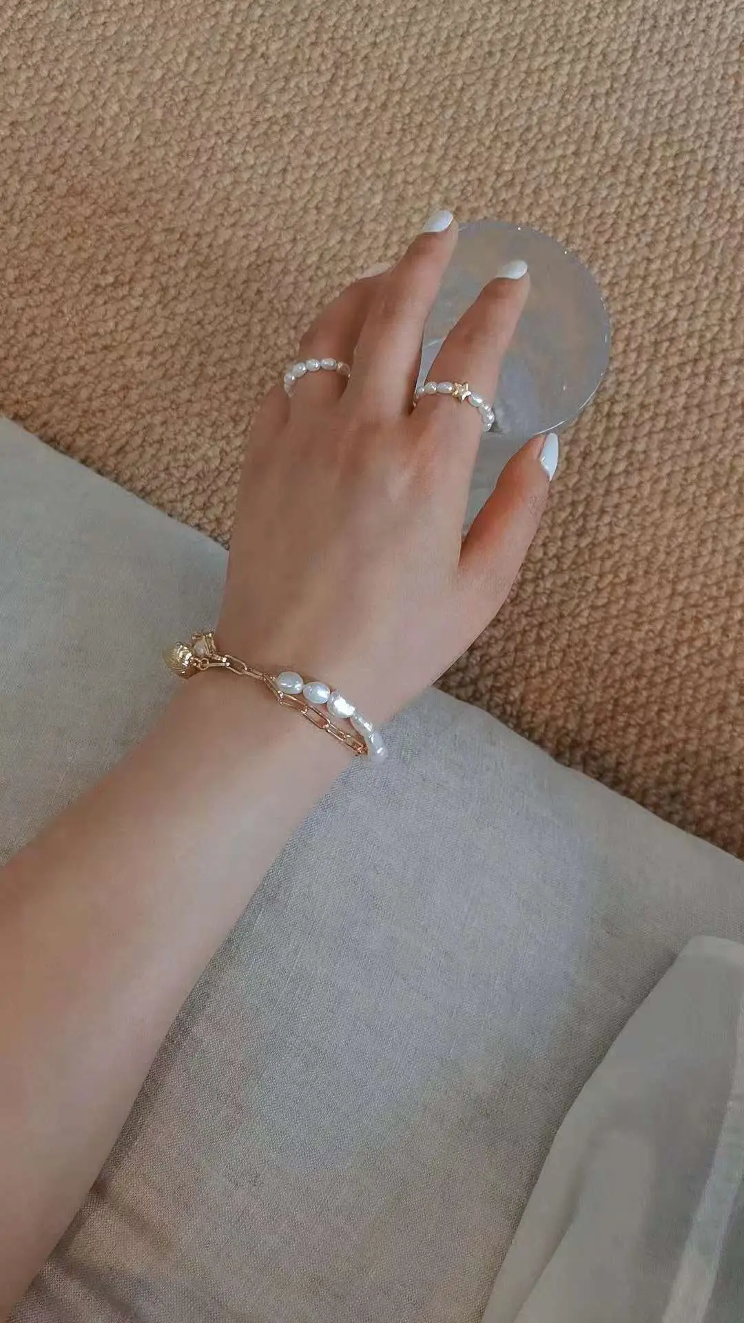 Natural Freshwater Pearl Ring for Women 3-4mm - Image 9