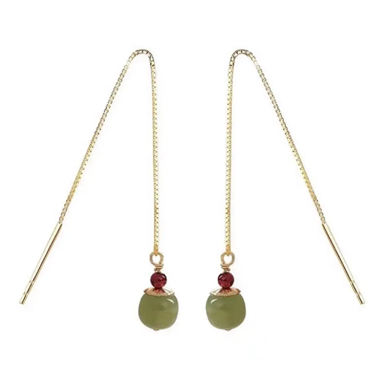 14K Gold-Filled Hetian Jade Face Earrings Set - Image 3