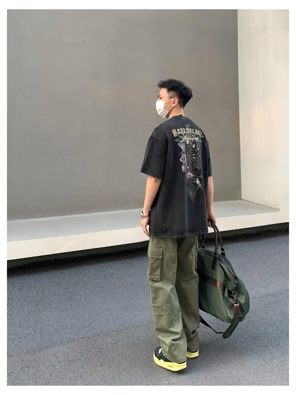 Men's Green Cargo Pants with Vintage Graphic T-Shirt — feature 20