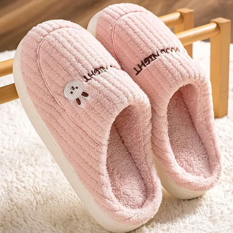 Women's Pink Cotton Slippers Shake Tone Warm Indoor - Image 25