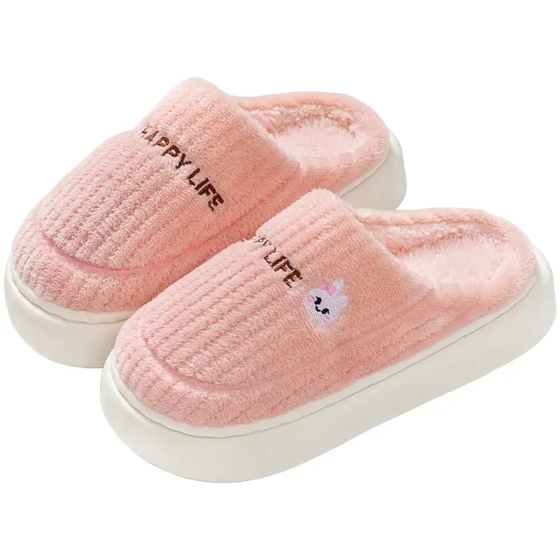 Women's Pink Cotton Slippers Shake Tone Warm Indoor - Image 27