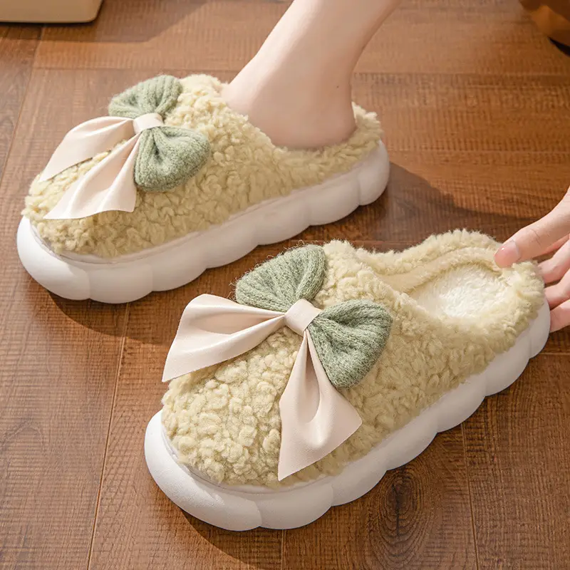 Women's Pink Cotton Slippers Shake Tone Warm Indoor - Image 21