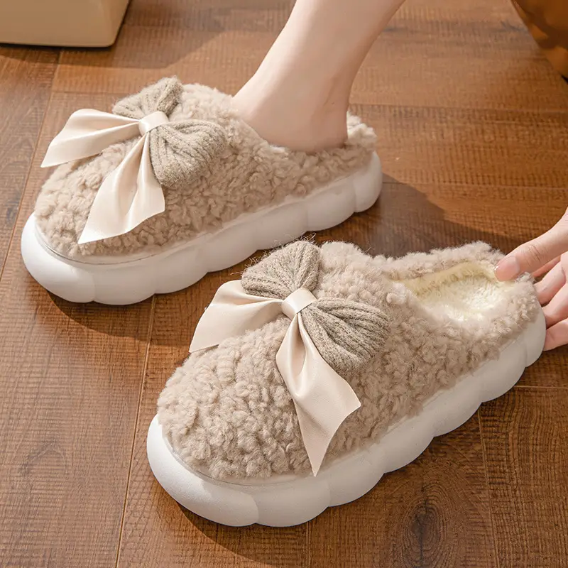 Women's Pink Cotton Slippers Shake Tone Warm Indoor - Image 22