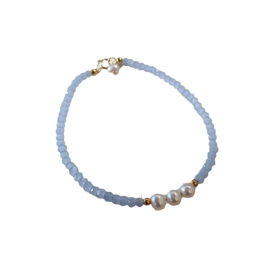 Sky Blue Crystal Pearl Bracelet for Women - Image 5
