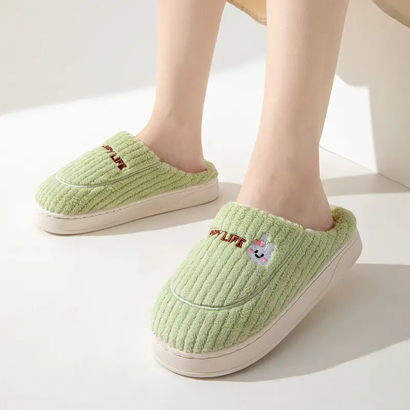 Winter Cotton Slippers Women's Thick Bottom Indoor Home Warm Comfortable fleece-lined Household Non-Slip Couple Mao Slippers for Men