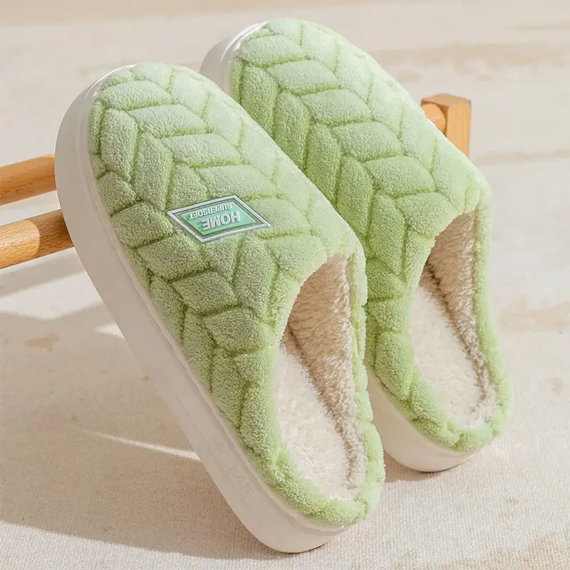 Winter Cotton Slippers Women's Thick Bottom Indoor Home Warm Comfortable fleece-lined Household Non-Slip Couple Mao Slippers for Men