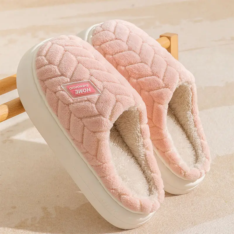 Winter Cotton Slippers Women's Thick Bottom Indoor Home Warm Comfortable fleece-lined Household Non-Slip Couple Mao Slippers for Men
