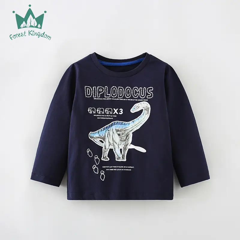 Children's Blue Dino Graphic Long Sleeve T-Shirt - Image 4