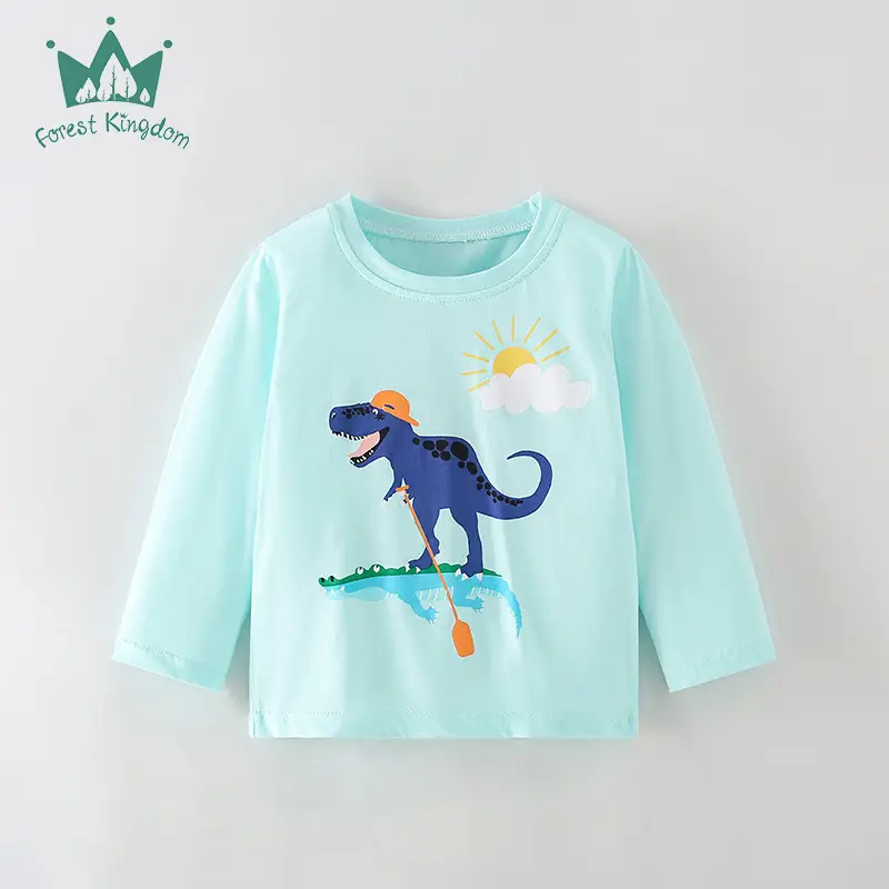 Children's Blue Dino Graphic Long Sleeve T-Shirt - Image 5