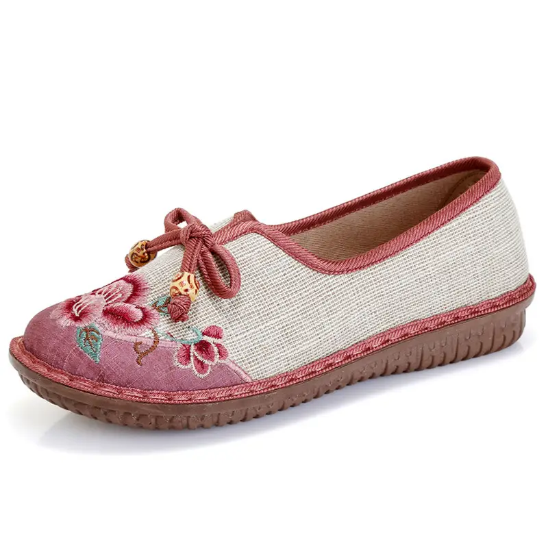 Ethnic Style Embroidered Shoes for Women, Retro Fashion Flats-Soled Mom Shoes, Comfortable Soft-Soled Old Beijing Cloth Shoes for Women - Image 7