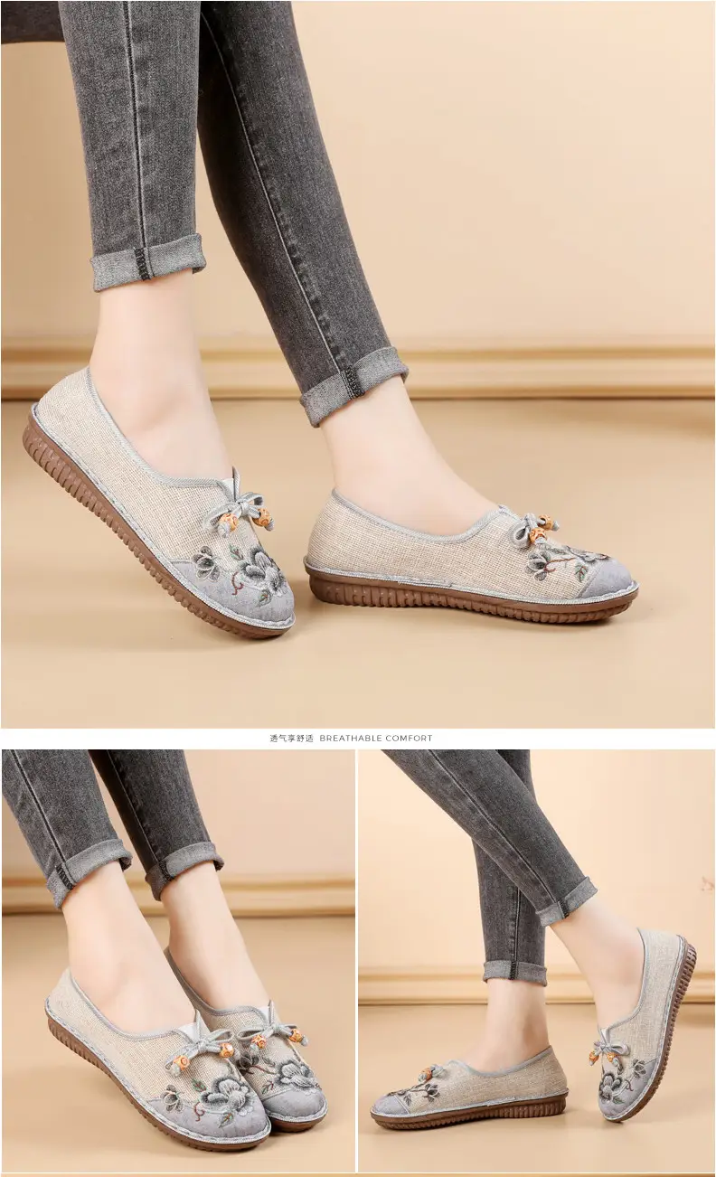 Ethnic Style Embroidered Shoes for Women, Retro Fashion Flats-Soled Mom Shoes, Comfortable Soft-Soled Old Beijing Cloth Shoes for Women — feature 16