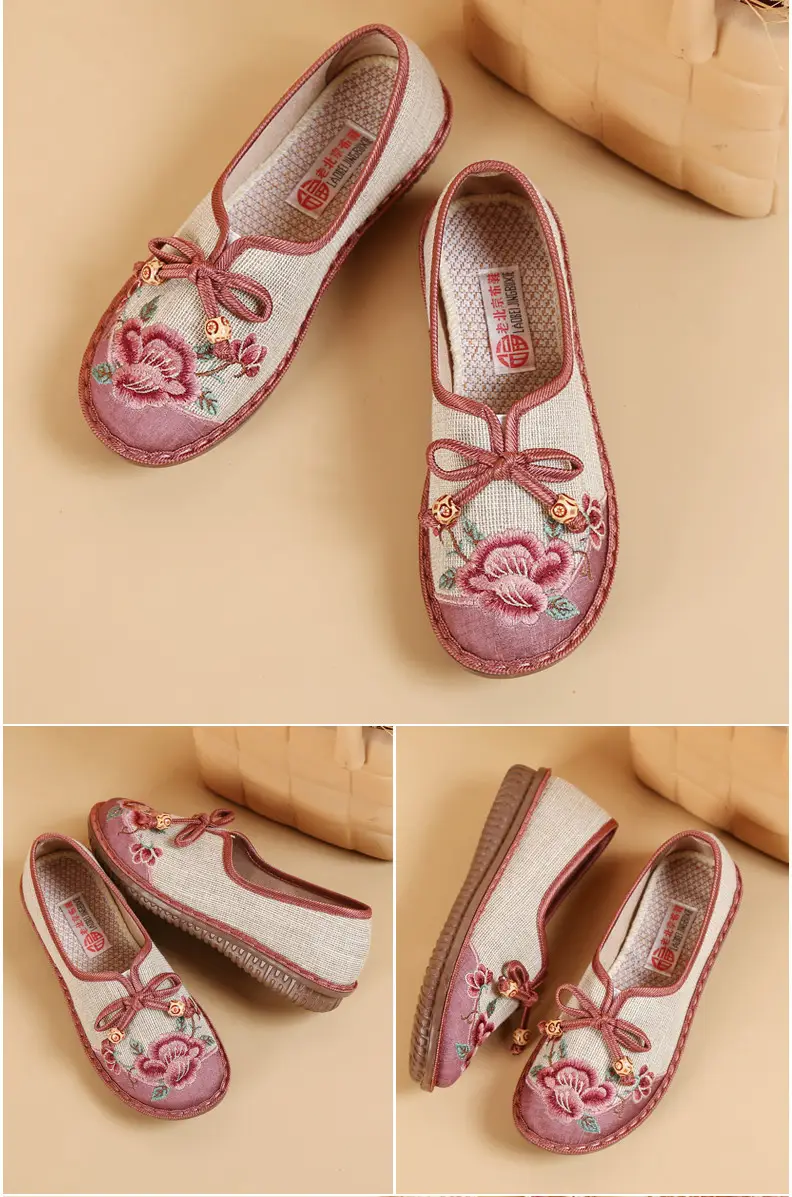 Ethnic Style Embroidered Shoes for Women, Retro Fashion Flats-Soled Mom Shoes, Comfortable Soft-Soled Old Beijing Cloth Shoes for Women — feature 19