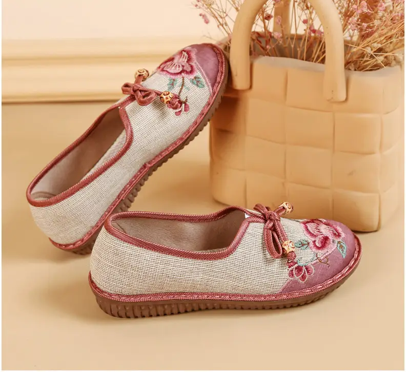 Ethnic Style Embroidered Shoes for Women, Retro Fashion Flats-Soled Mom Shoes, Comfortable Soft-Soled Old Beijing Cloth Shoes for Women — feature 20
