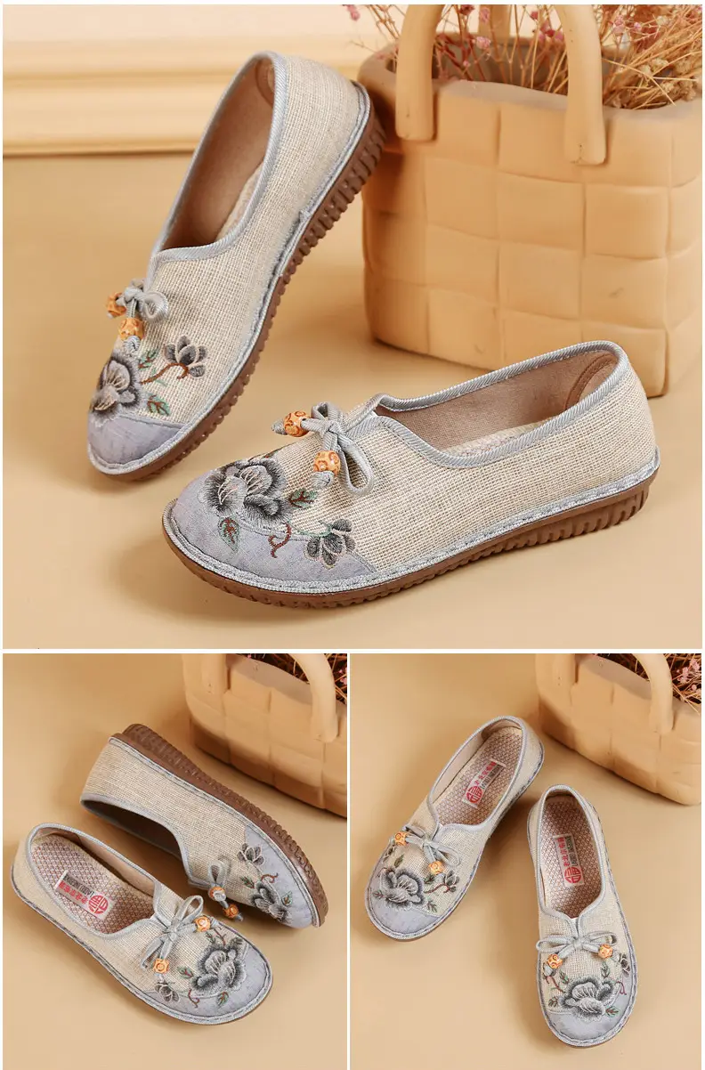 Ethnic Style Embroidered Shoes for Women, Retro Fashion Flats-Soled Mom Shoes, Comfortable Soft-Soled Old Beijing Cloth Shoes for Women — feature 23