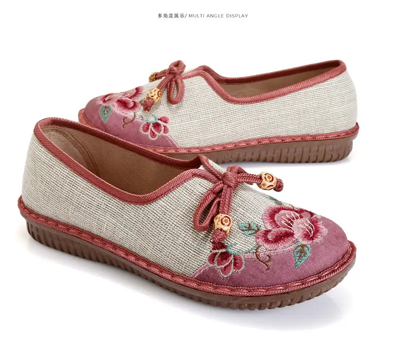 Ethnic Style Embroidered Shoes for Women, Retro Fashion Flats-Soled Mom Shoes, Comfortable Soft-Soled Old Beijing Cloth Shoes for Women — feature 27