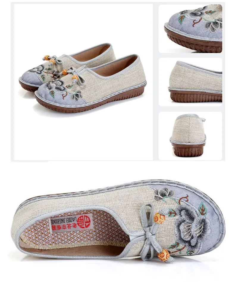 Ethnic Style Embroidered Shoes for Women, Retro Fashion Flats-Soled Mom Shoes, Comfortable Soft-Soled Old Beijing Cloth Shoes for Women — feature 29