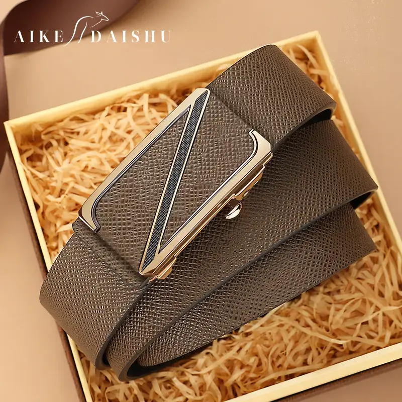High-end Men's Genuine Leather Toothless Belt with Automatic Buckle - Image 3