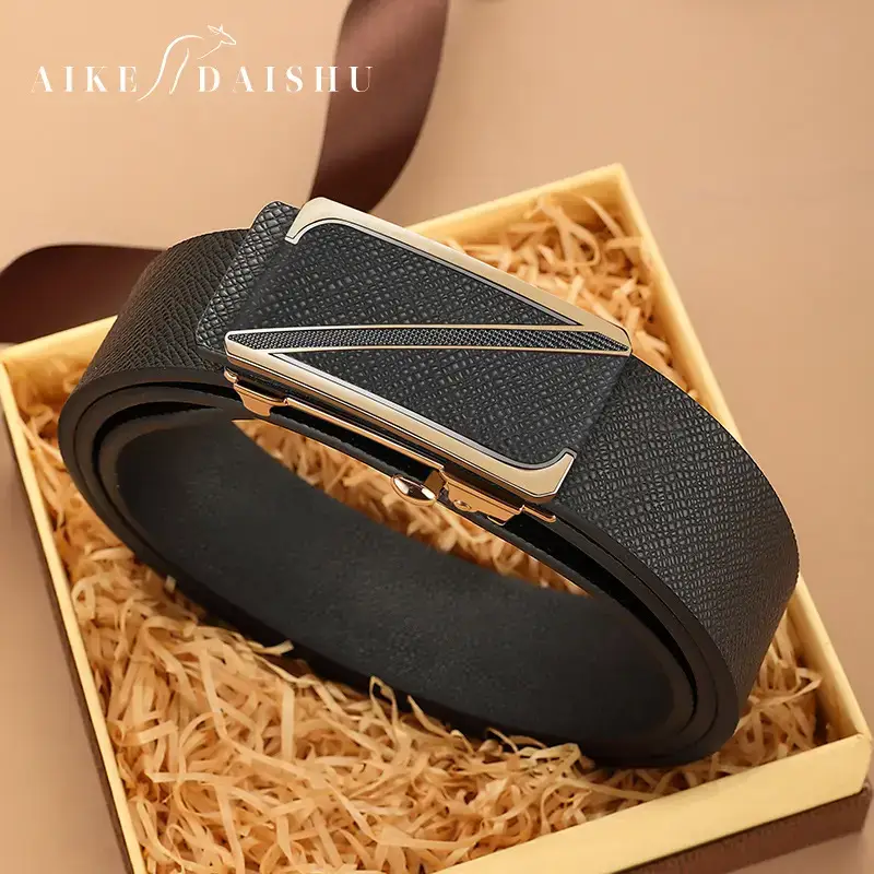 High-end Men's Genuine Leather Toothless Belt with Automatic Buckle - Image 4