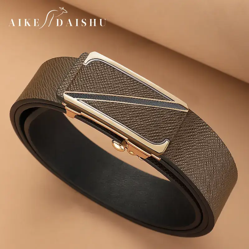 High-end Men's Genuine Leather Toothless Belt with Automatic Buckle - Image 5