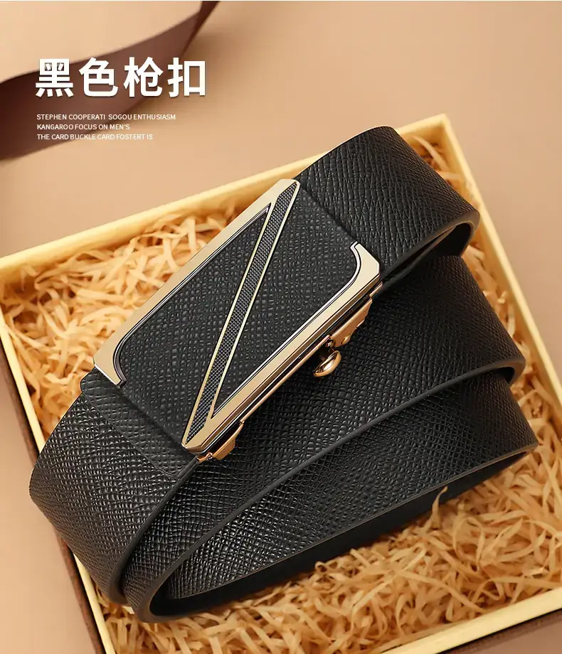 High-end Men's Genuine Leather Toothless Belt with Automatic Buckle — feature 17