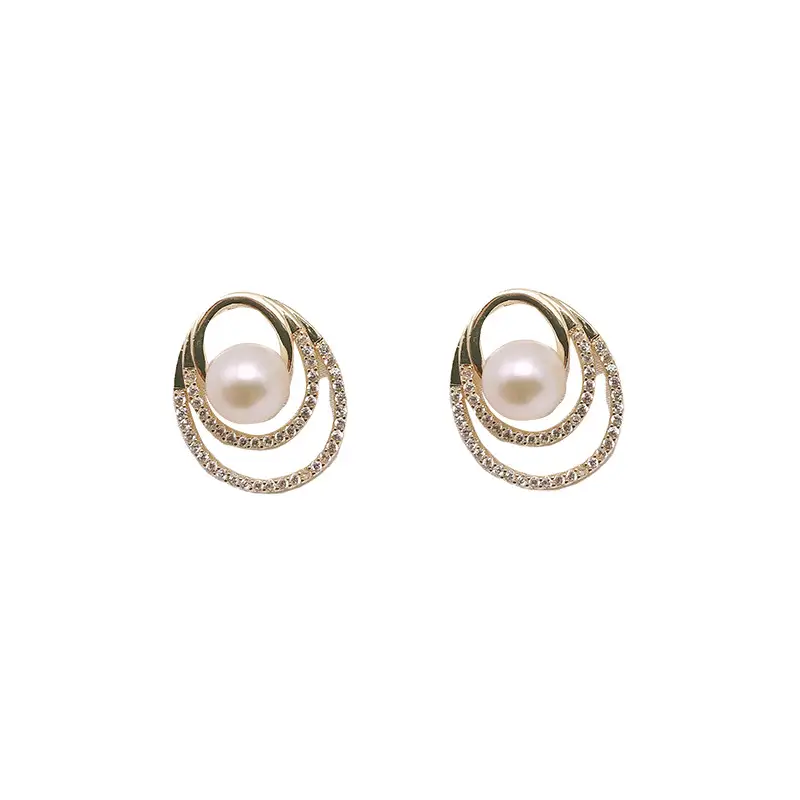 Natural Freshwater Pearl Earrings Three-Ring Set - Image 7