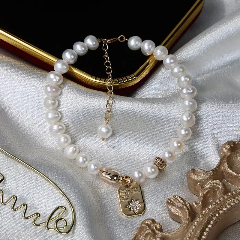New Temperament Baroque Pearl Necklace with Snowflake Tag - Image 5