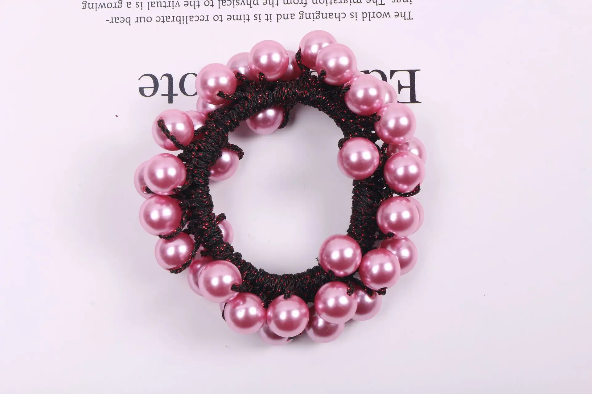 Black Pearl Hair Ring Ponytail Ball Head Hair Rope - Image 11
