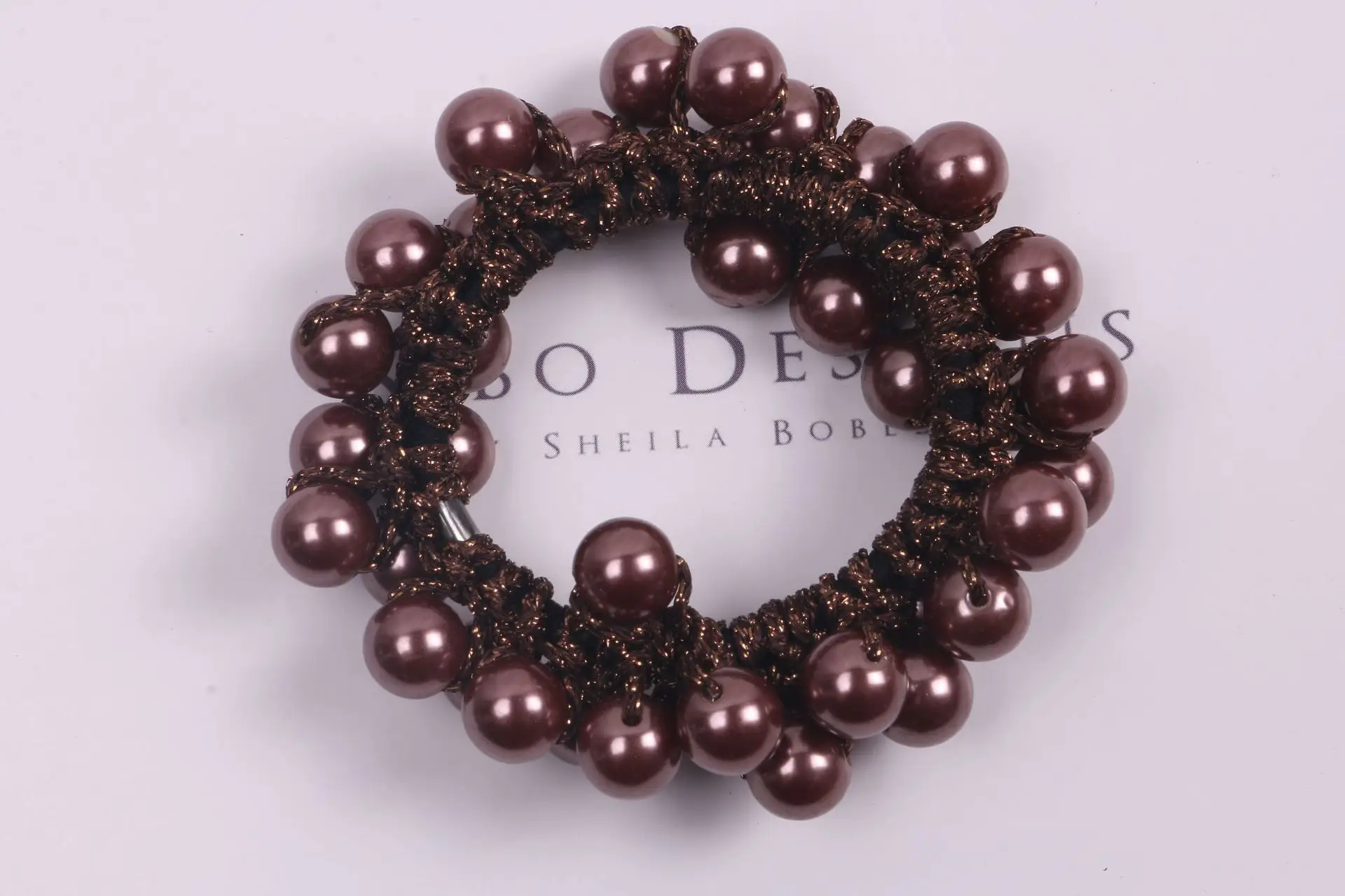 Black Pearl Hair Ring Ponytail Ball Head Hair Rope - Image 2
