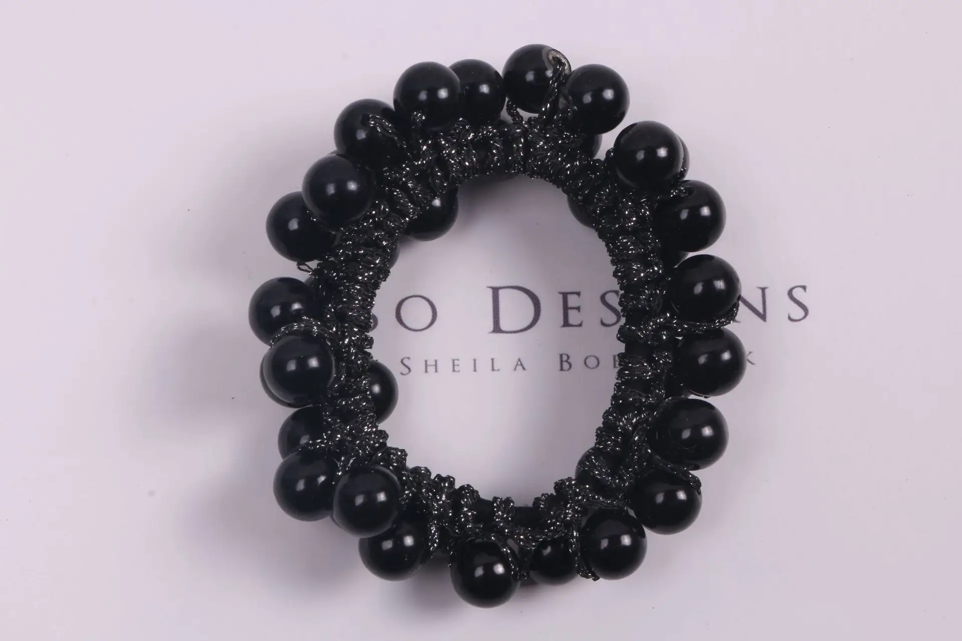 Black Pearl Hair Ring Ponytail Ball Head Hair Rope - Image 4