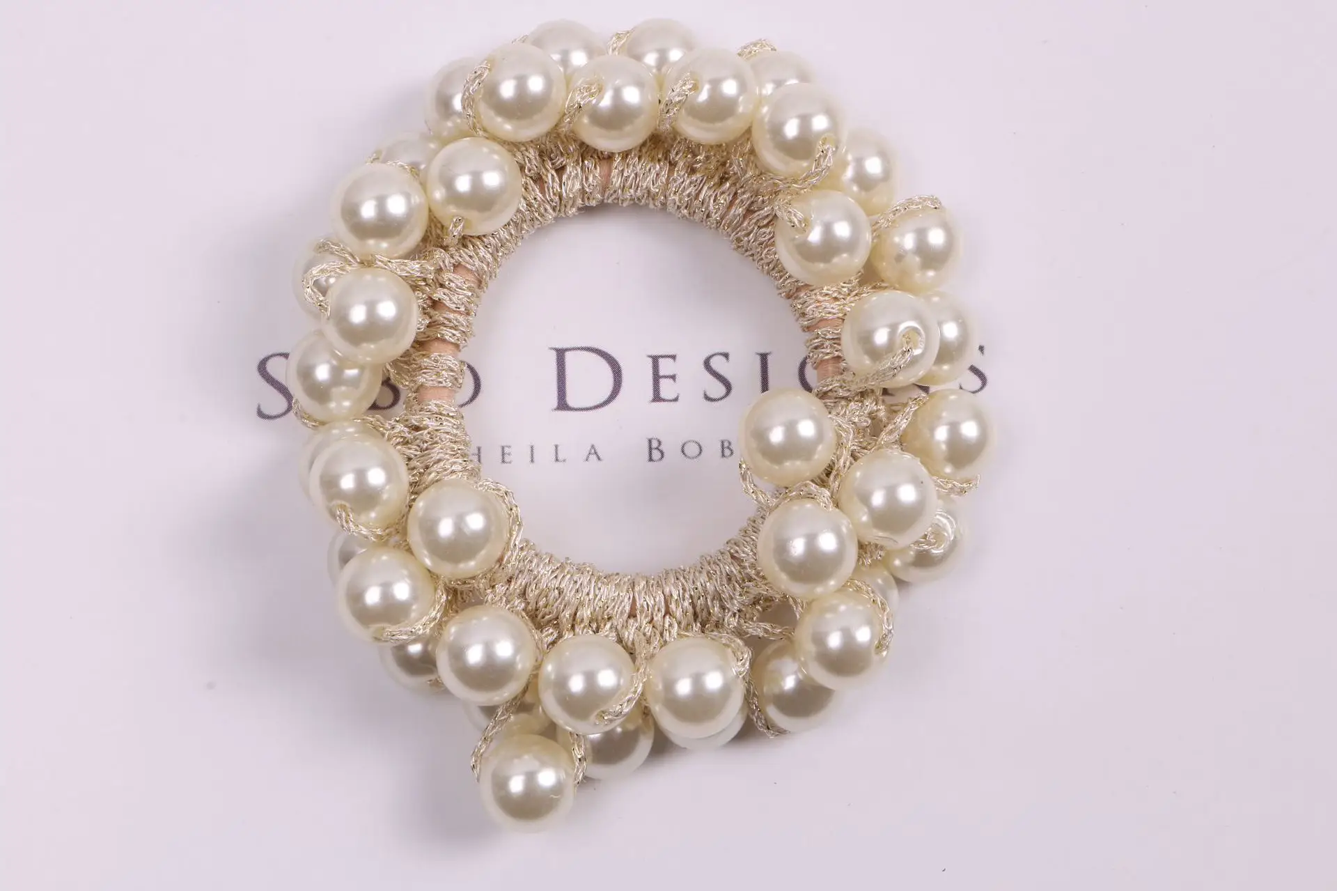 Black Pearl Hair Ring Ponytail Ball Head Hair Rope - Image 5