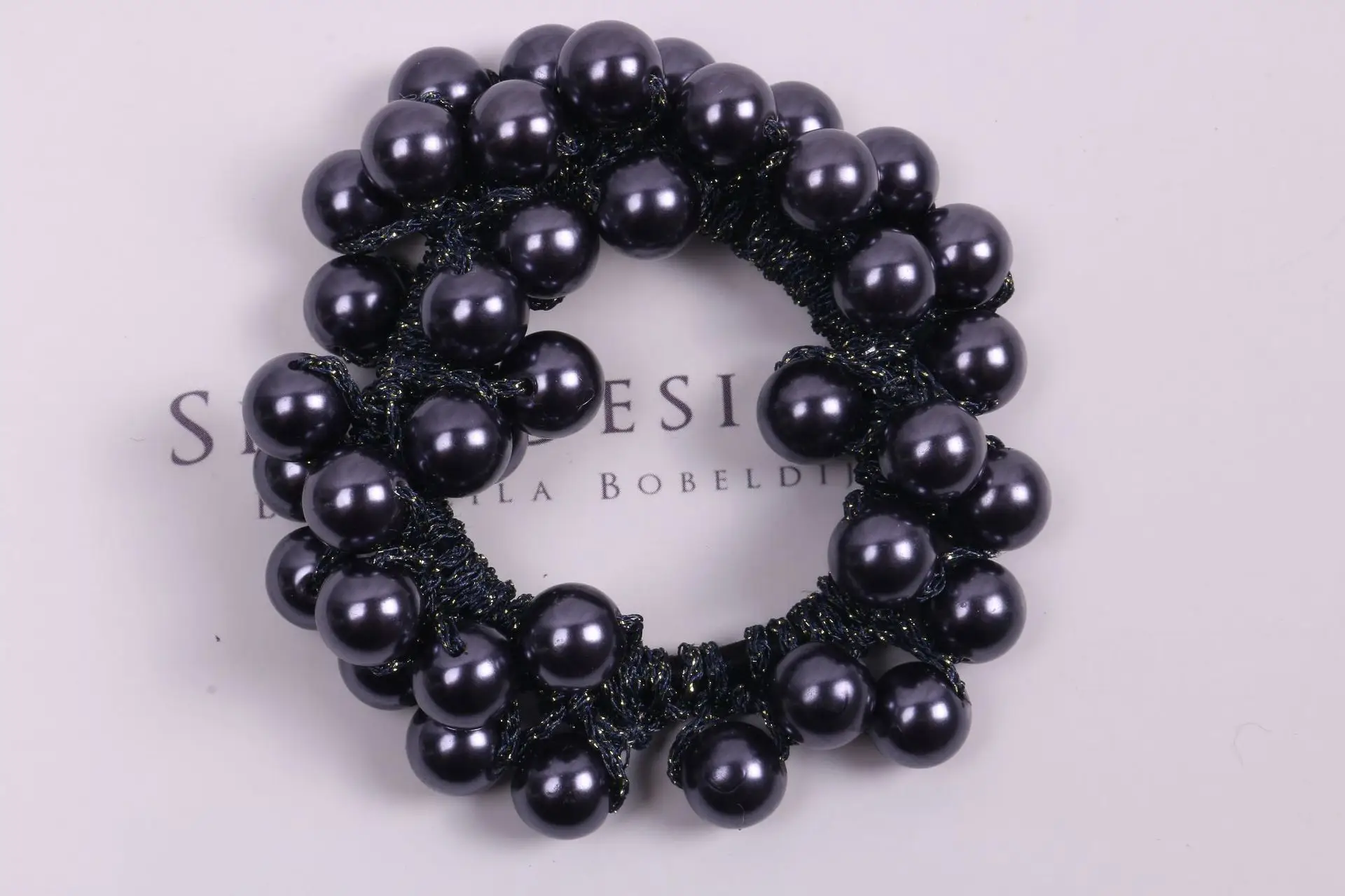 Black Pearl Hair Ring Ponytail Ball Head Hair Rope - Image 6