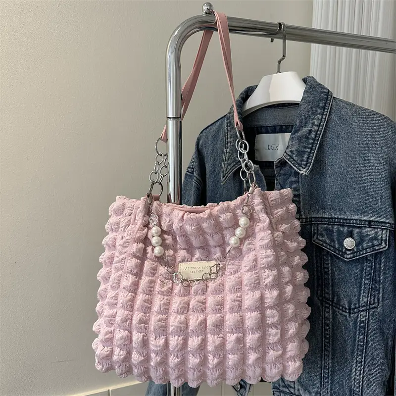 Women Pleated Bubble Tote Bag Large Capacity Summer 2026 - Image 3