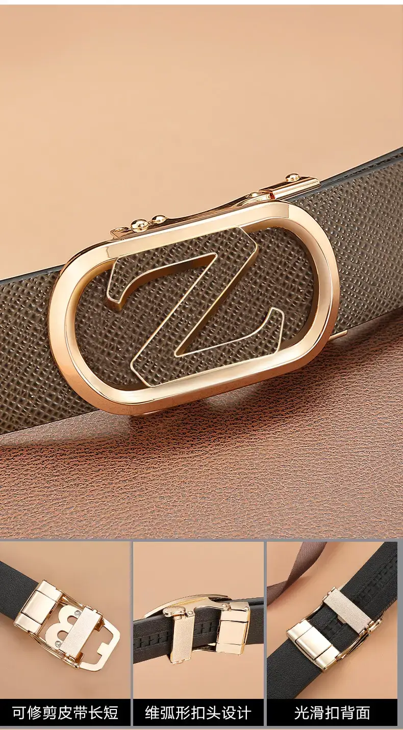 Men's Black Leather Belt with Gold Buckle β feature 10