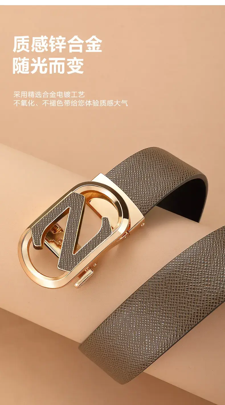 Men's Black Leather Belt with Gold Buckle β feature 8