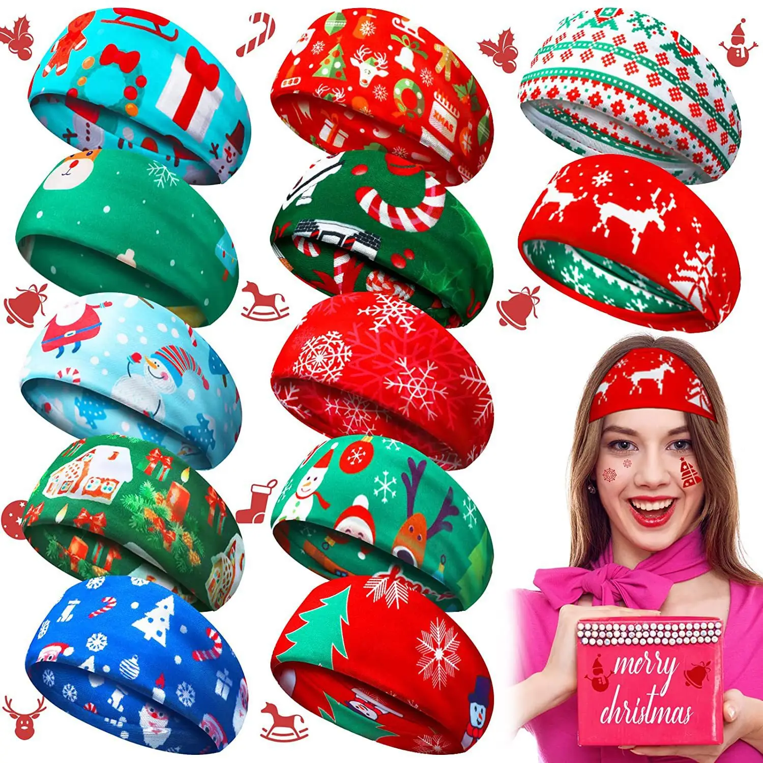 Christmas Sweat Absorbent Headbands for Fitness & Yoga