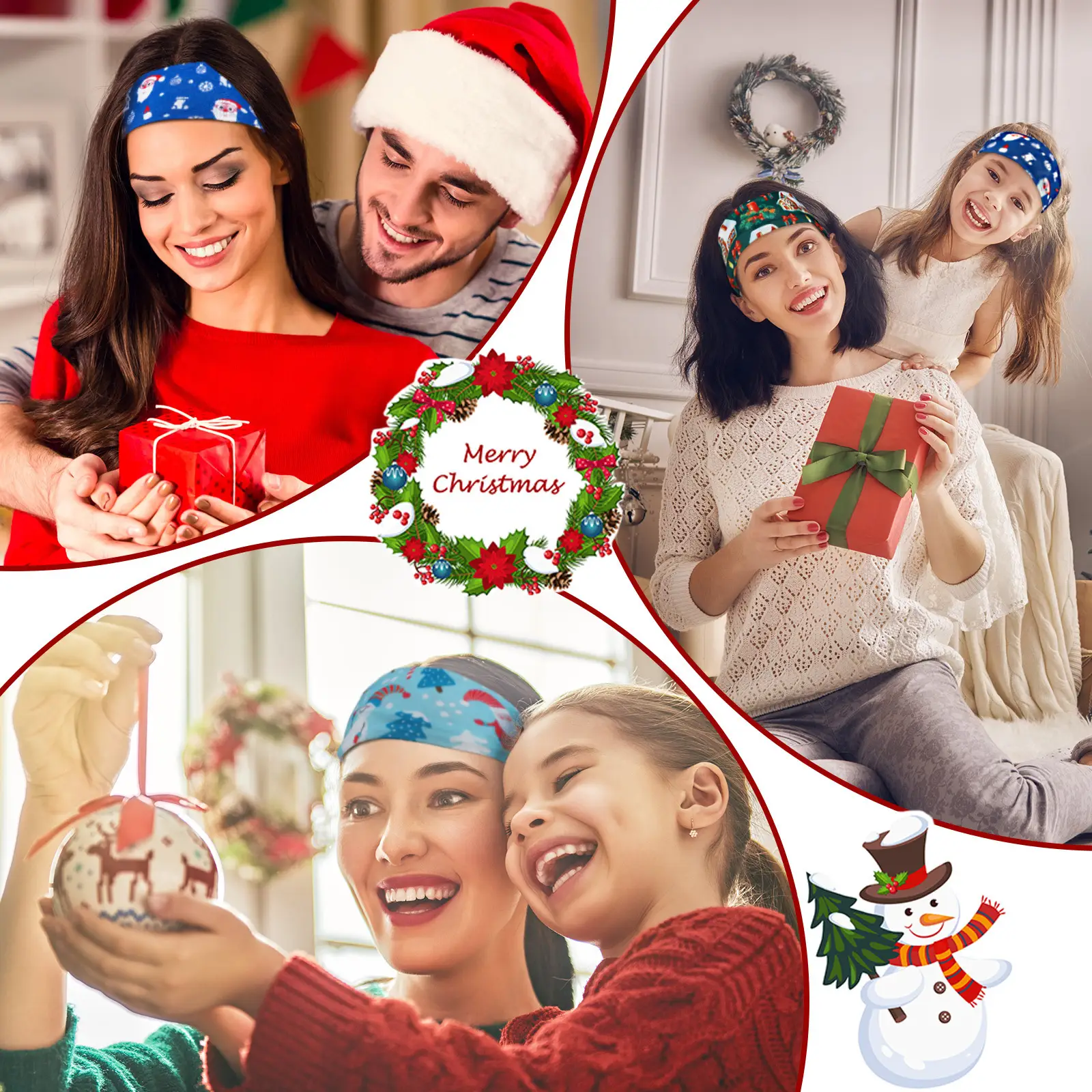 Christmas Sweat Absorbent Headbands for Fitness & Yoga