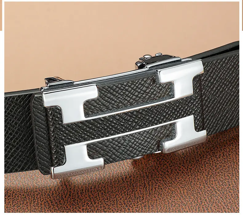 Men's Black Leather Belt with Silver Buckle β feature 19