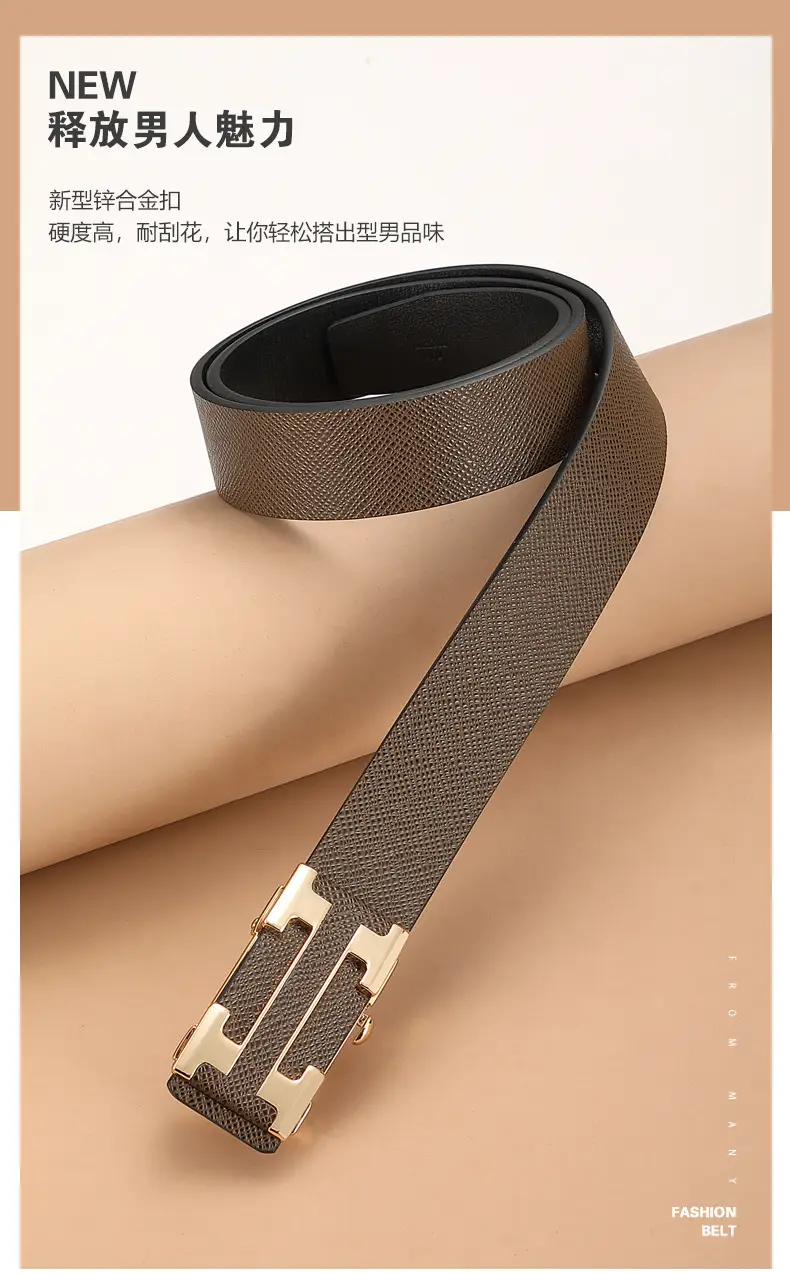 Men's Black Leather Belt with Silver Buckle β feature 2