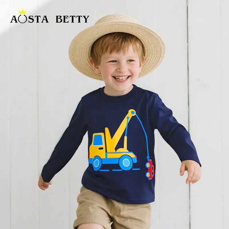 Spring Boys T-Shirt Navy Red Trim Round Neck - Image 2