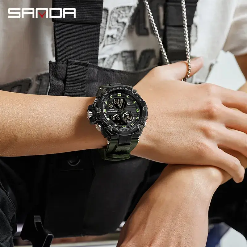 Sanda Dual Display Waterproof Men's Watch - Image 7