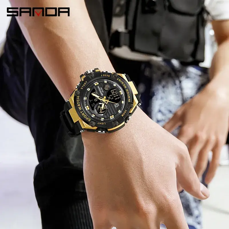 Sanda Dual Display Waterproof Men's Watch - Image 8