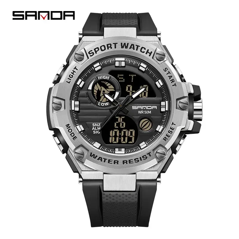 Sanda Dual Display Waterproof Men's Watch - Image 4